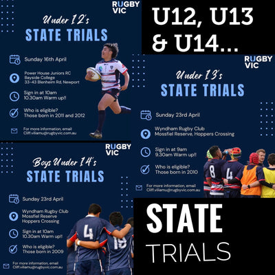U12, U13 & U14 State Trial details