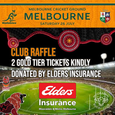 Raffle - 2 Gold Tier Lions v Wallabies tickets